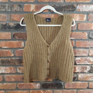 Vintage Lizsport Ribbed Knit Sweater Vest in Brown Preppy Academia 80s Women's M